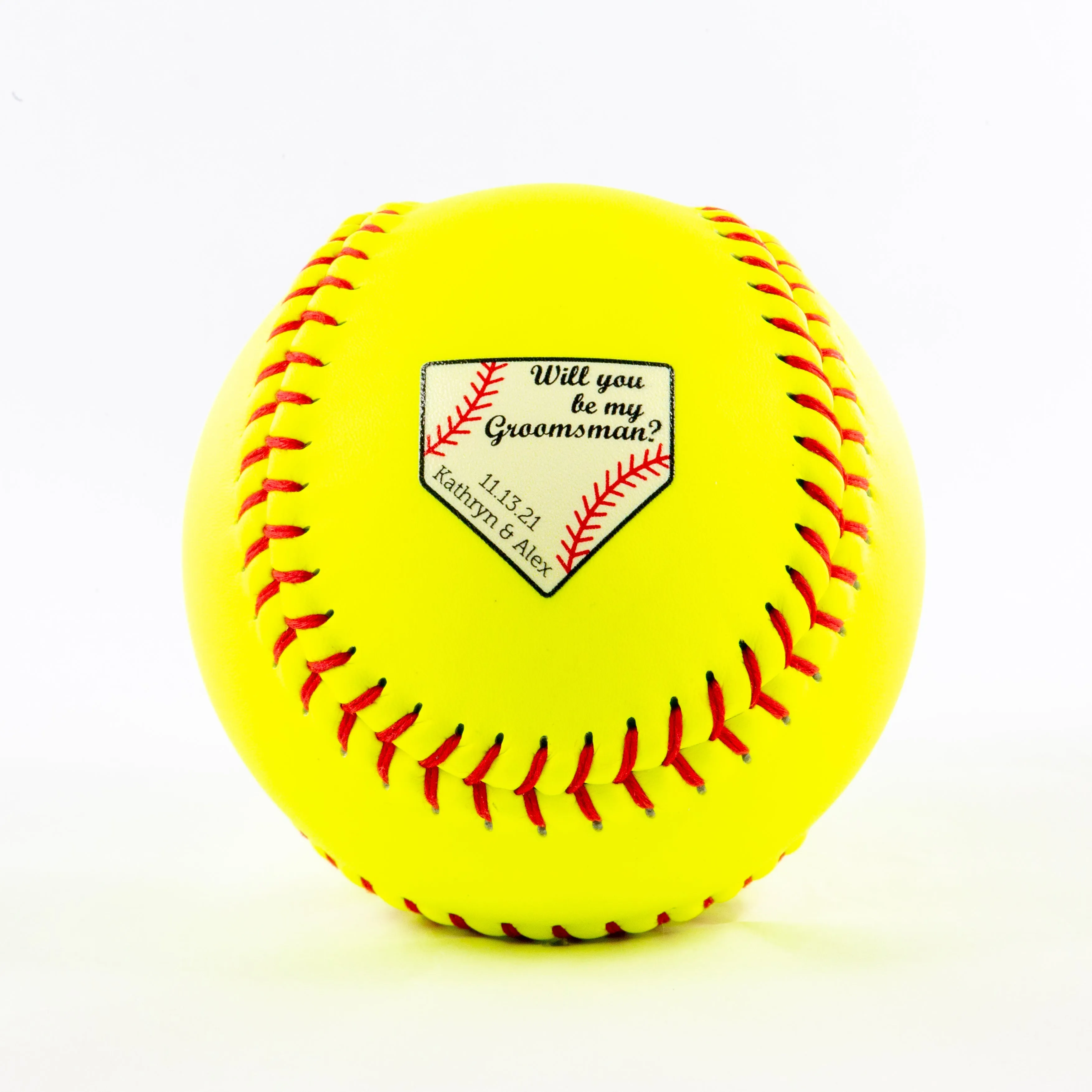 Decorative Name & Wedding Party Role, Printed Softball