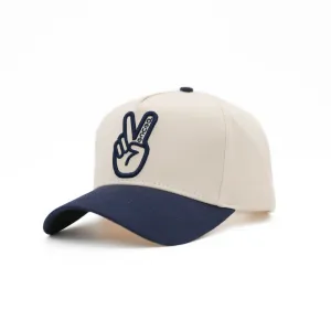 DEUCE PEACE CURVED SNAPBACK | Off White / Navy