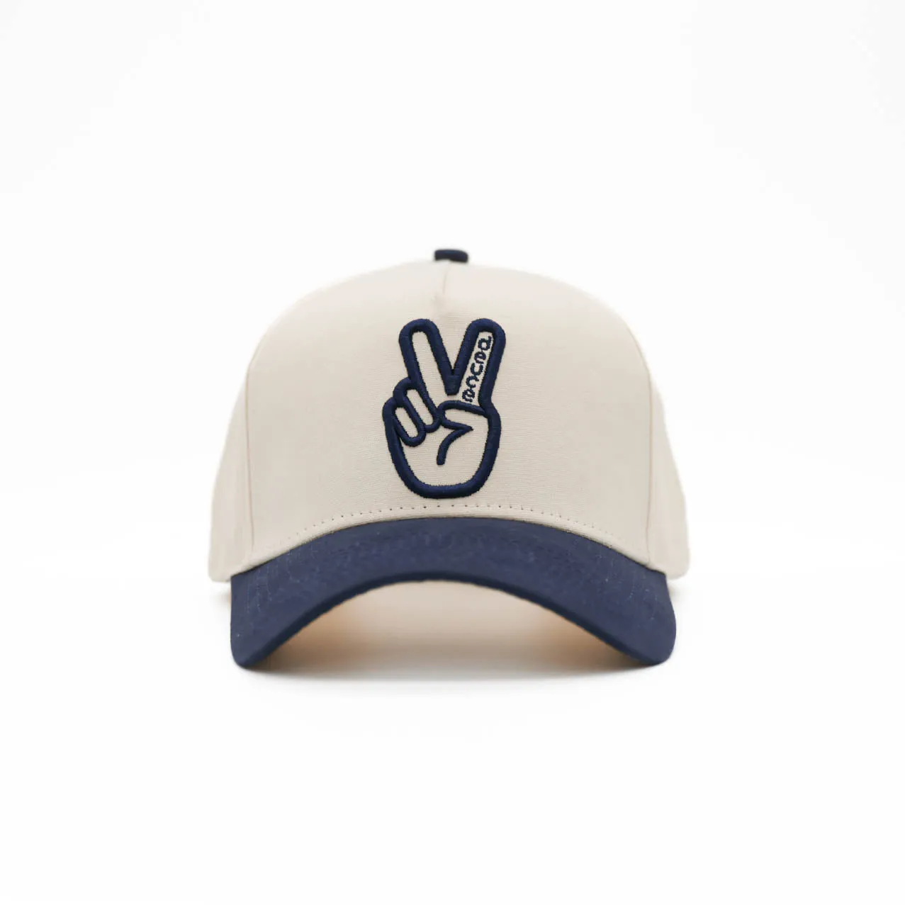 DEUCE PEACE CURVED SNAPBACK | Off White / Navy