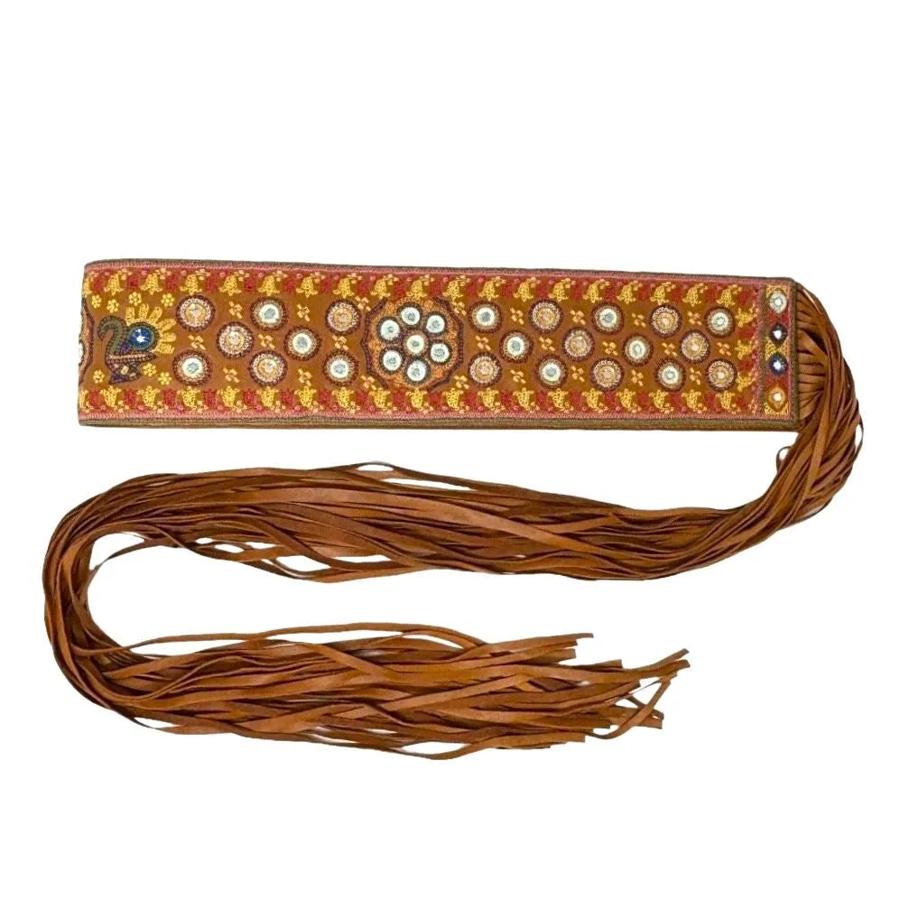 Dior Brown Leather Embroidered Belt