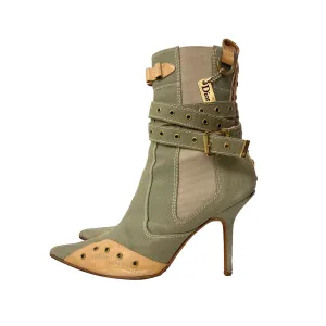 Dior Green Canvas and Leather Utility Boots