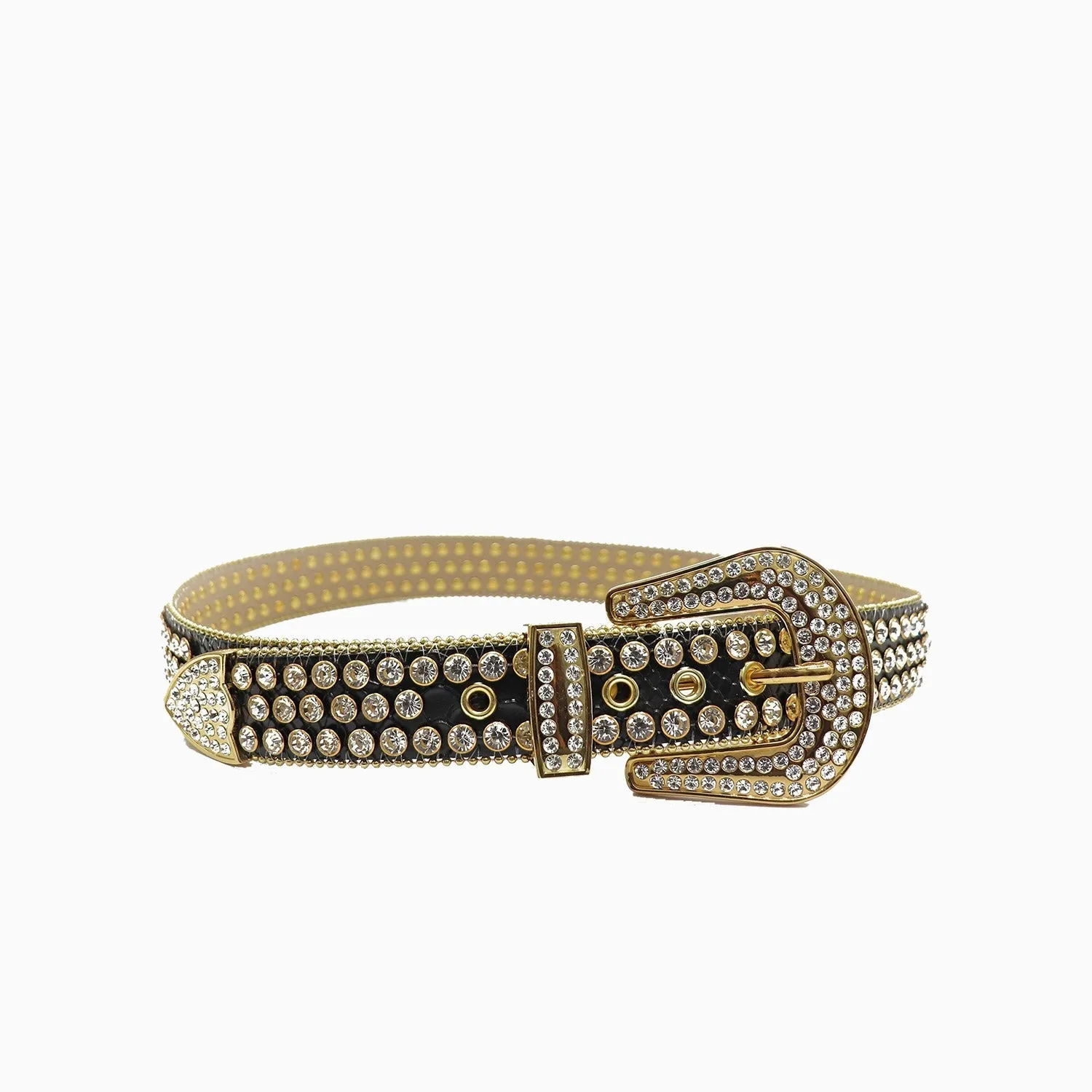 Dna Belt - Black Alligator Skin With Silver Stones