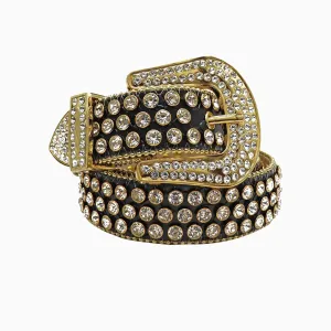 Dna Belt - Black Alligator Skin With Silver Stones