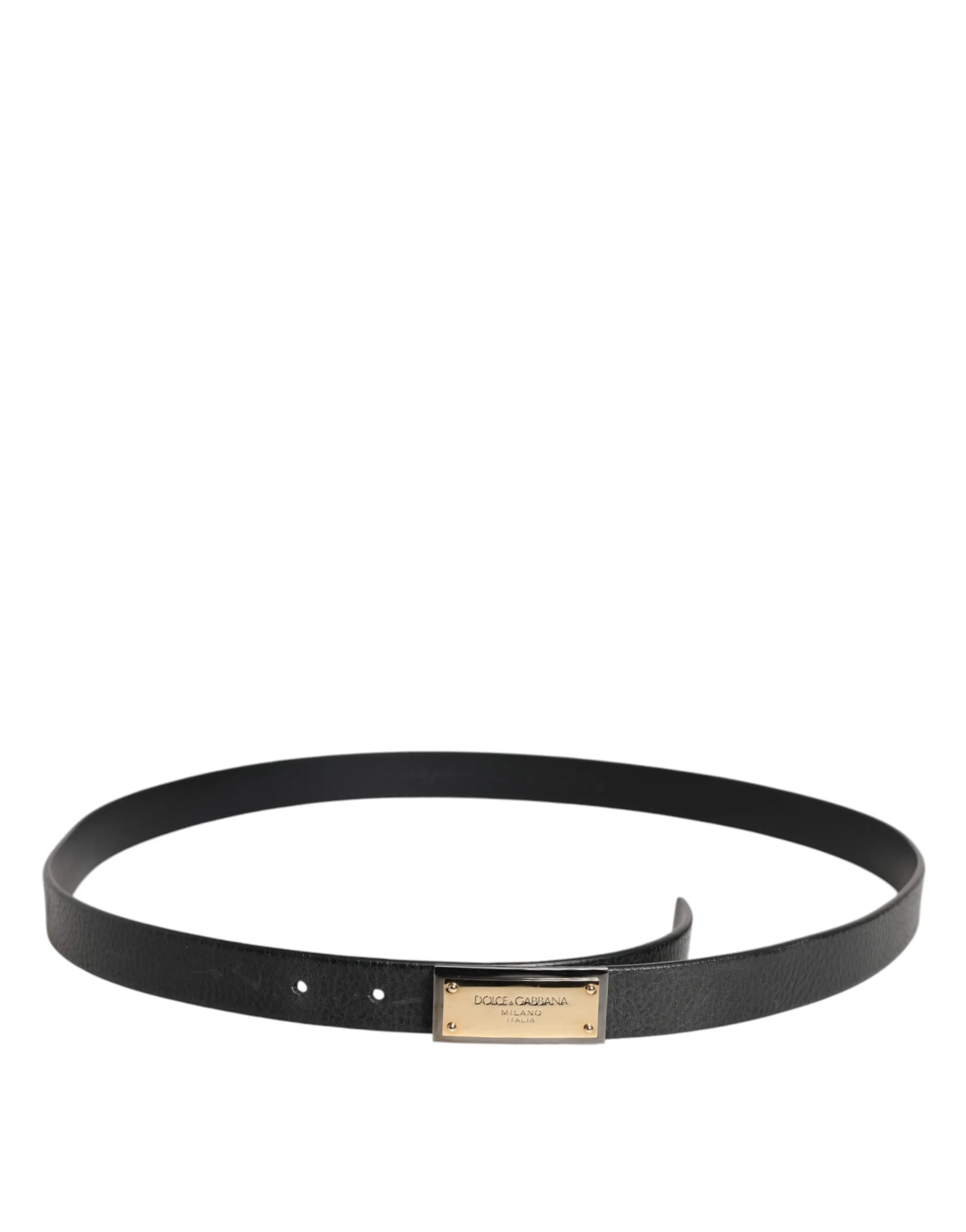 Dolce & Gabbana Black Leather Gold Metal Buckle Classic Belt