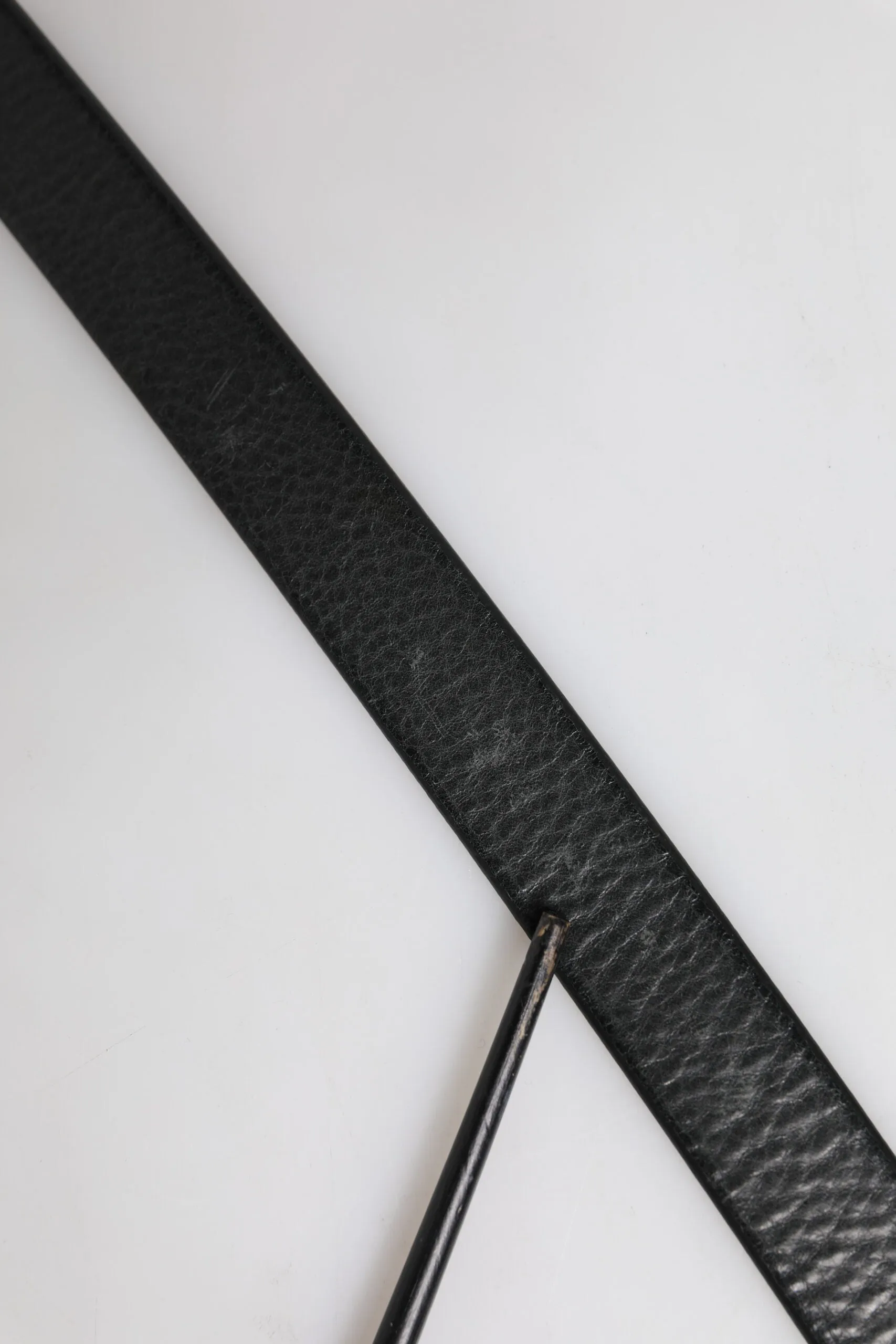 Dolce & Gabbana Black Leather Gold Metal Buckle Classic Belt