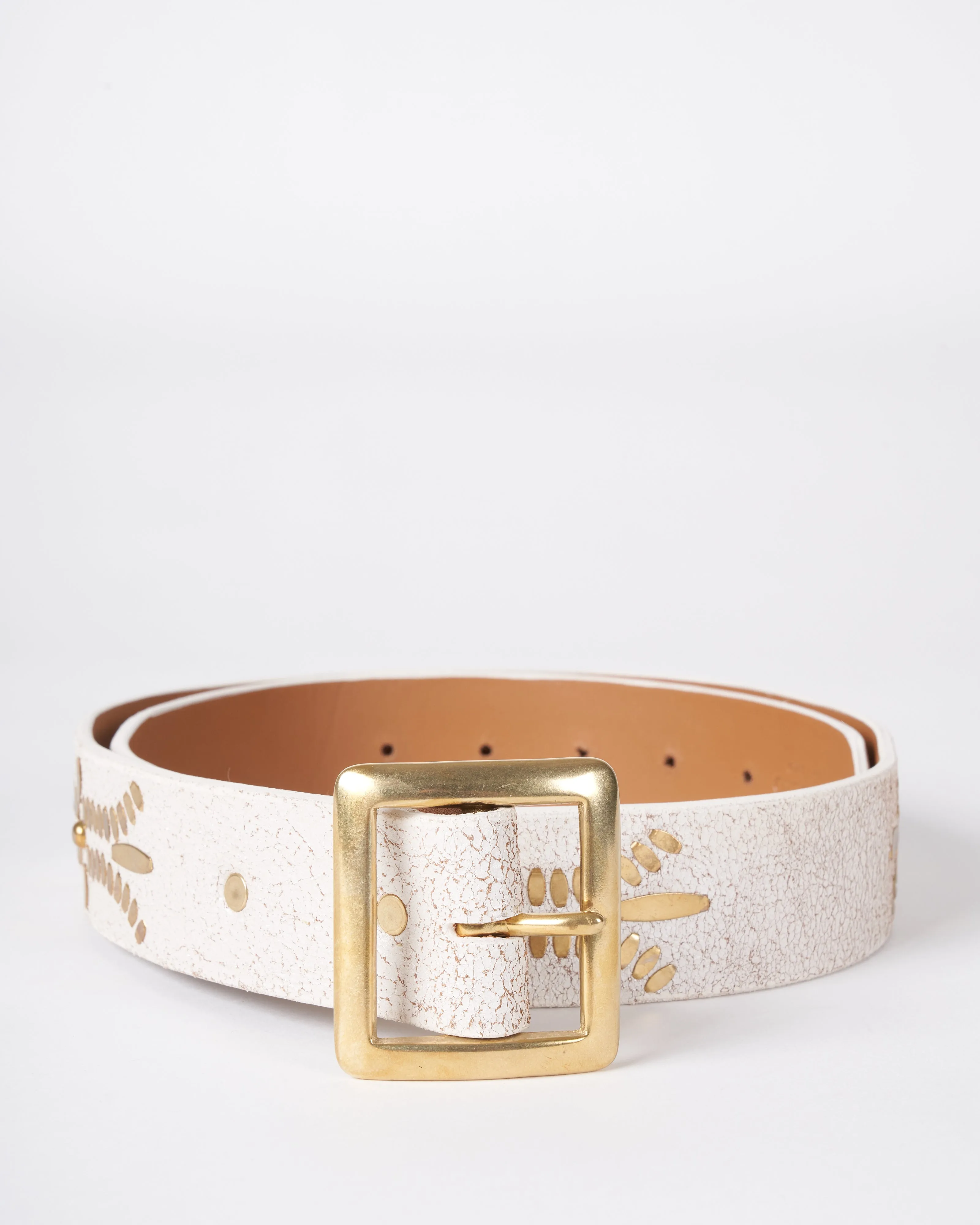 dominic belt - white pearl cracked leather