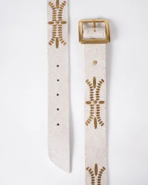 dominic belt - white pearl cracked leather