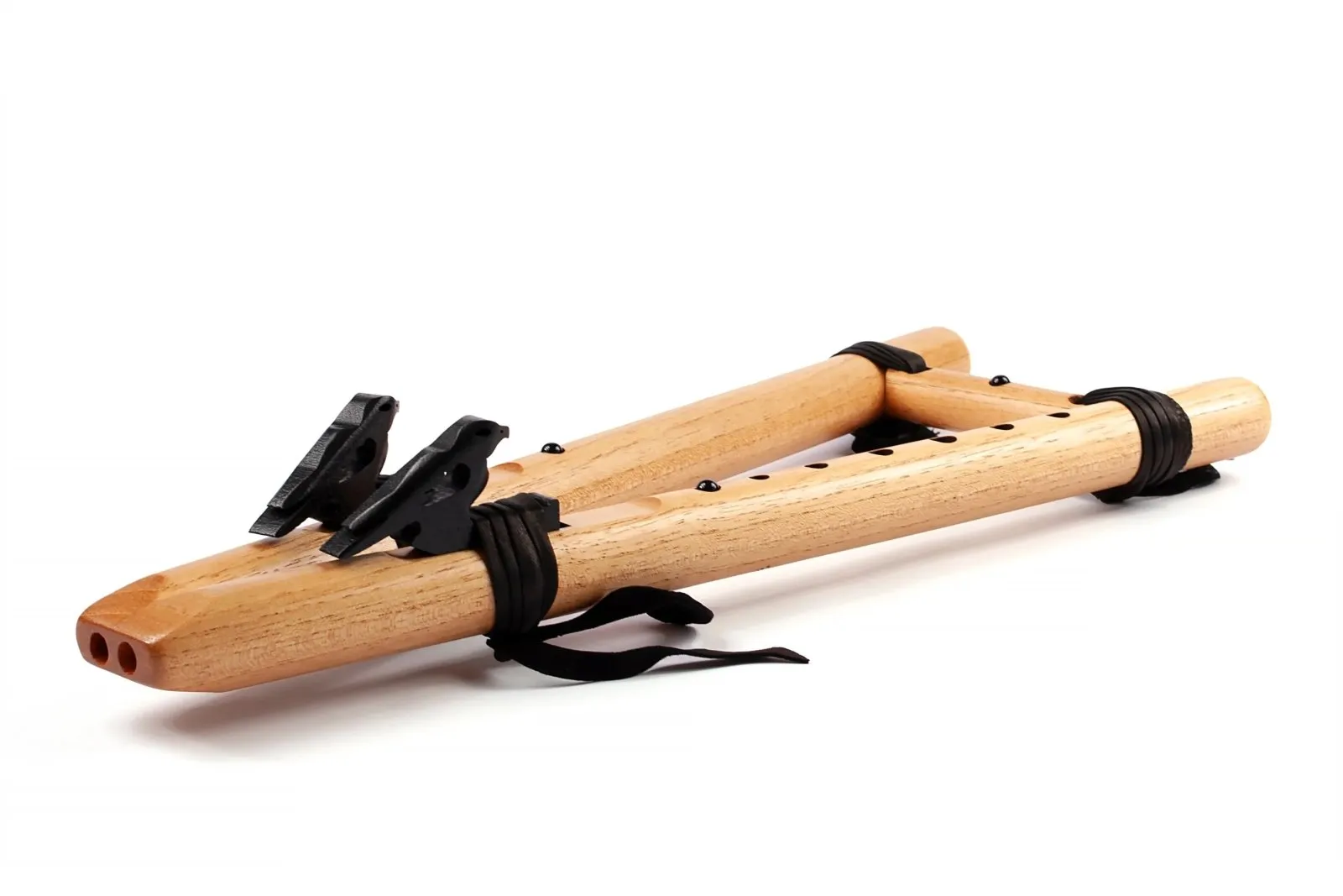 Double Drone Flute Two Hawks in A - Spanish Cedar