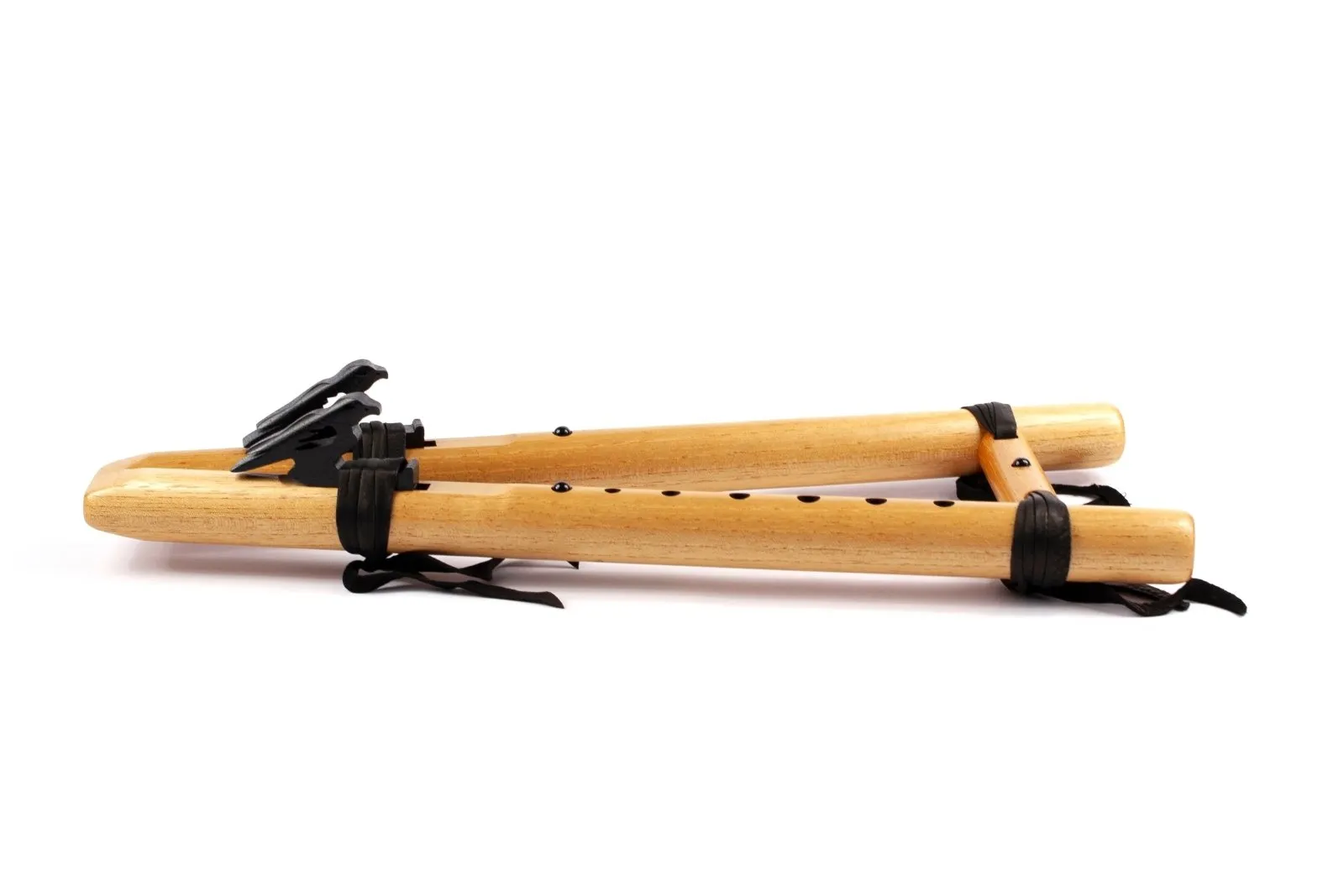 Double Drone Flute Two Hawks in A - Spanish Cedar