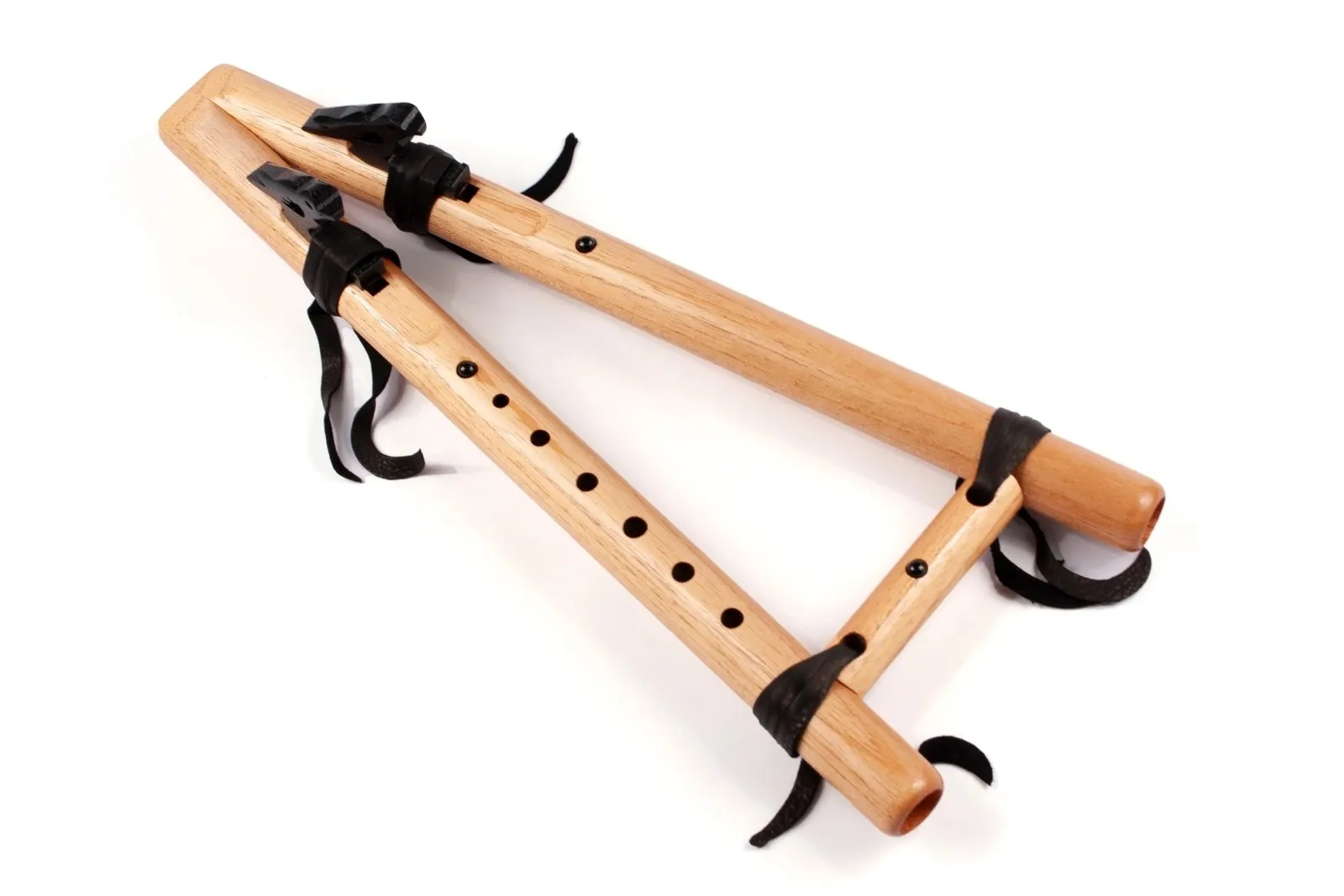 Double Drone Flute Two Hawks in A - Spanish Cedar