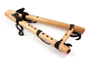 Double Drone Flute Two Hawks in A - Spanish Cedar