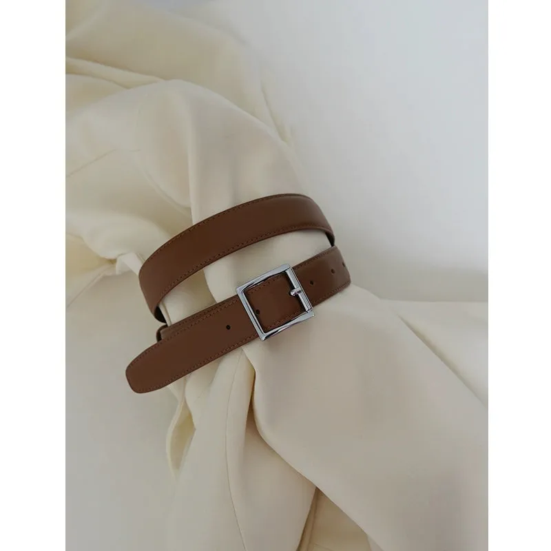 Double-Sided Cowhide Pin Buckle Belt