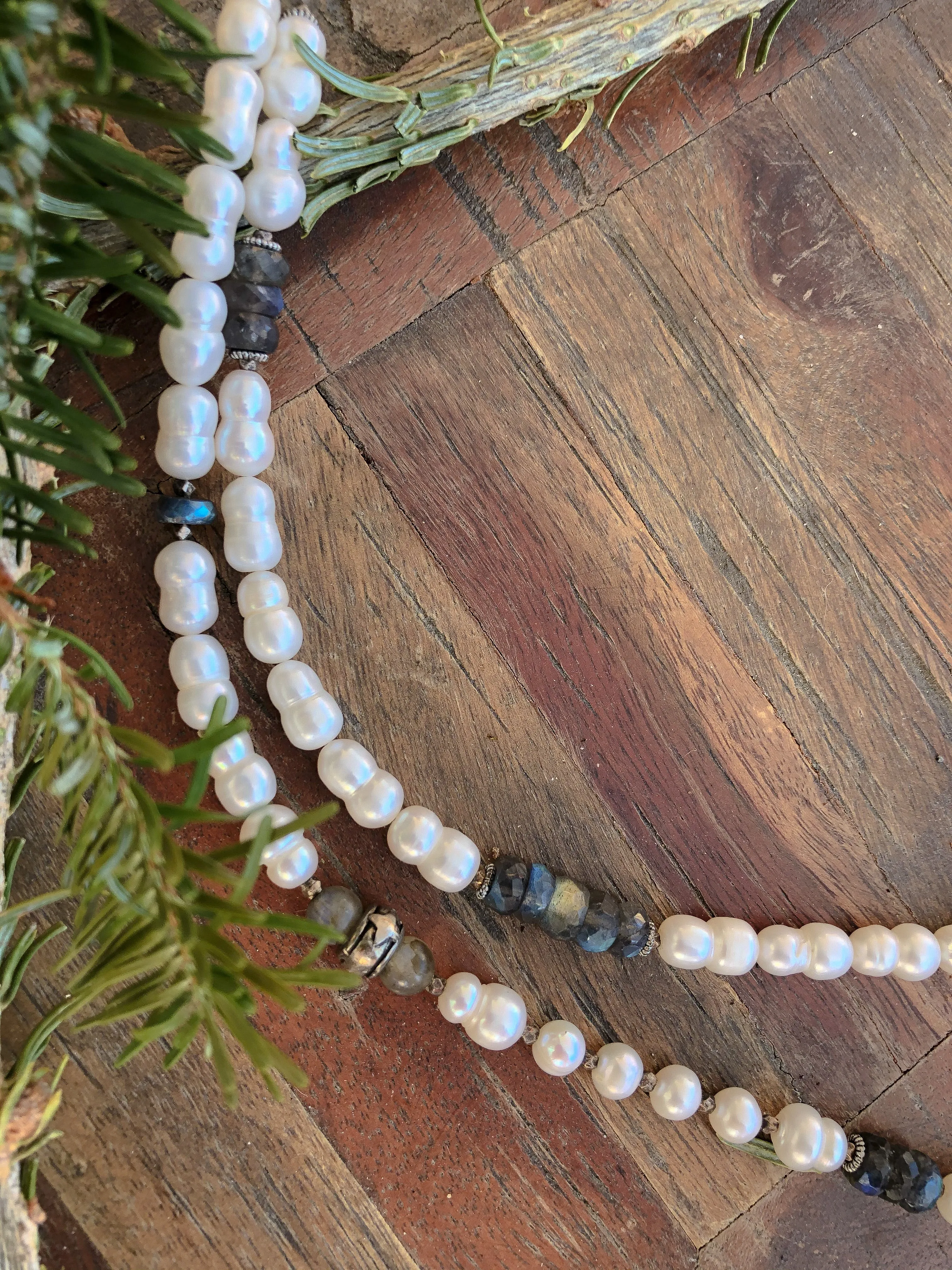 Double Stranded Pearl Necklace w/ Boho Details