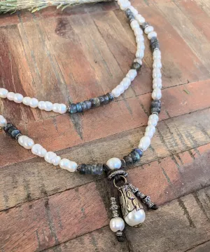 Double Stranded Pearl Necklace w/ Boho Details