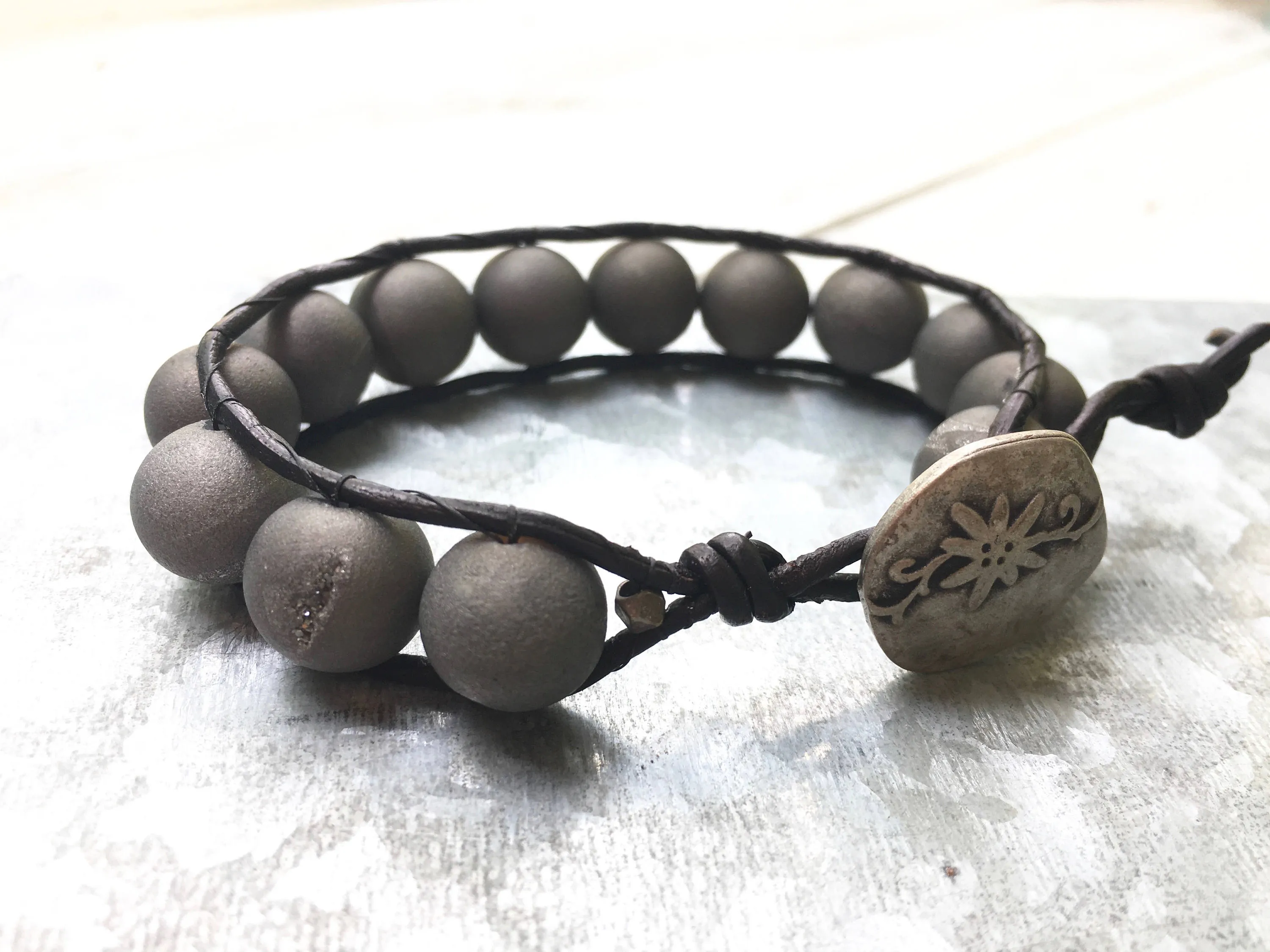 Druzy Agate Wrap Bracelet