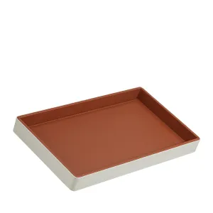 DUDU wooden storage tray covered in real leather, decorative tray for the house, 27 x 15 cm, home design accessory