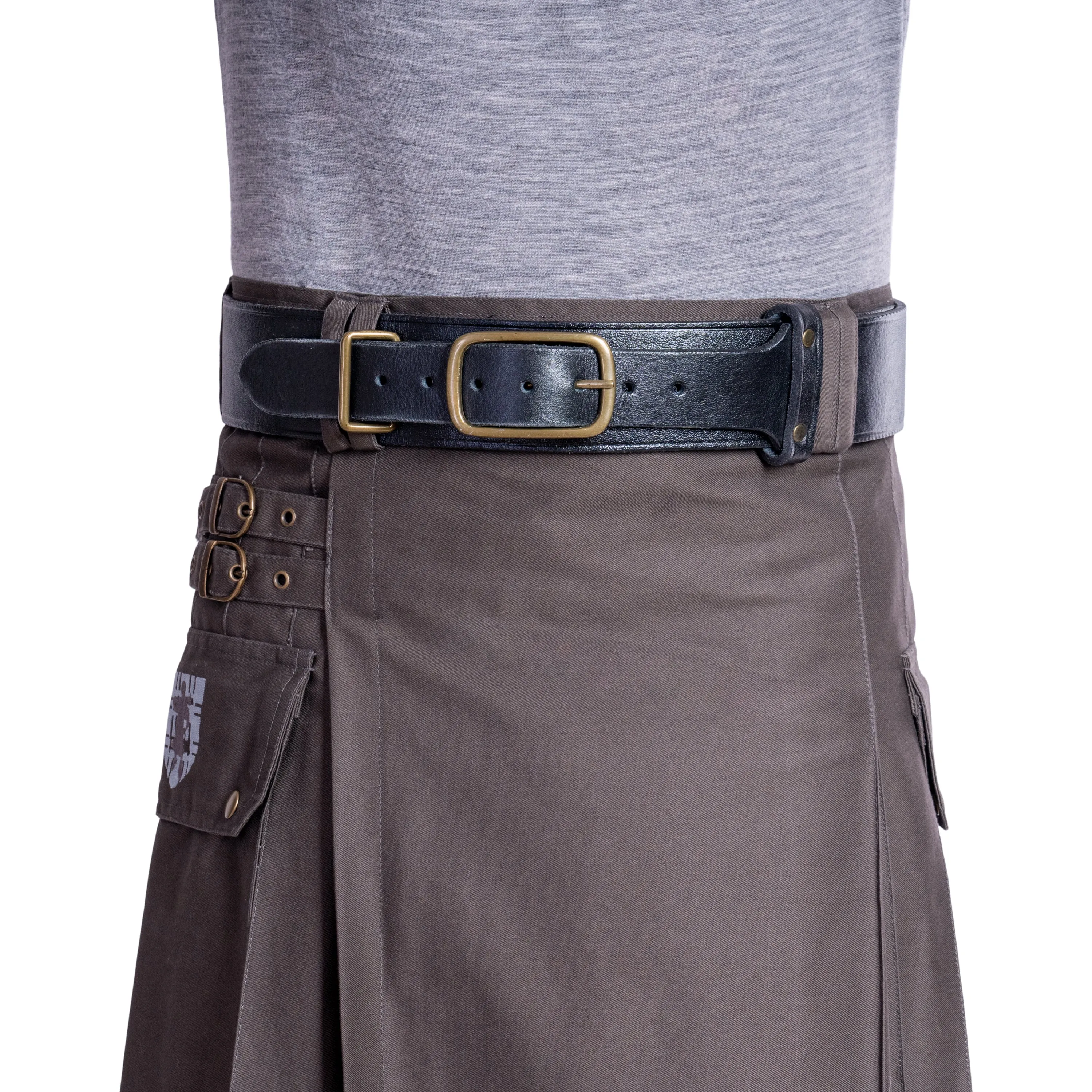 Dundee Kilt Belt - Black Leather Classic