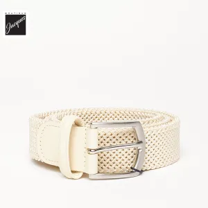 Ecru Solid Woven Elastic Belt - Anderson's