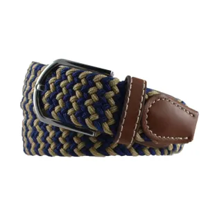 ELASTICATED WEBBED BELT - ECRU/BLUE