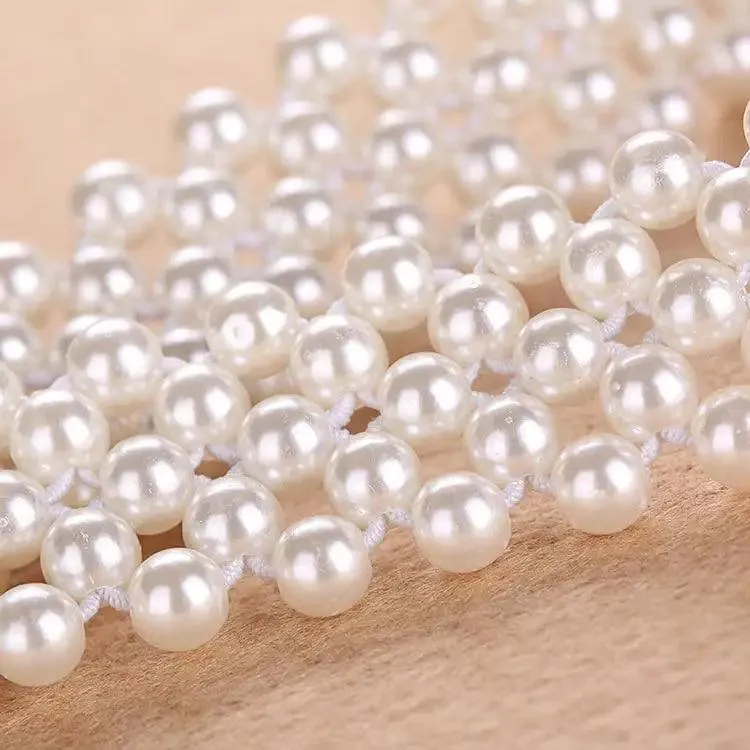 Elegant White Pearl Elastic Buckle Belt For Women Luxurious Strap Pearls Waistband Fashionable Design