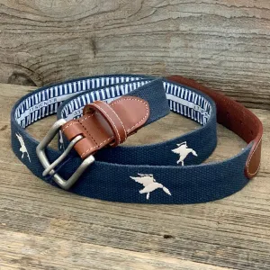 Embroidered Duck Belt-Navy