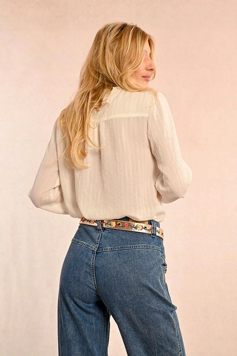 EMBROIDERED FAUX LEATHER BELT