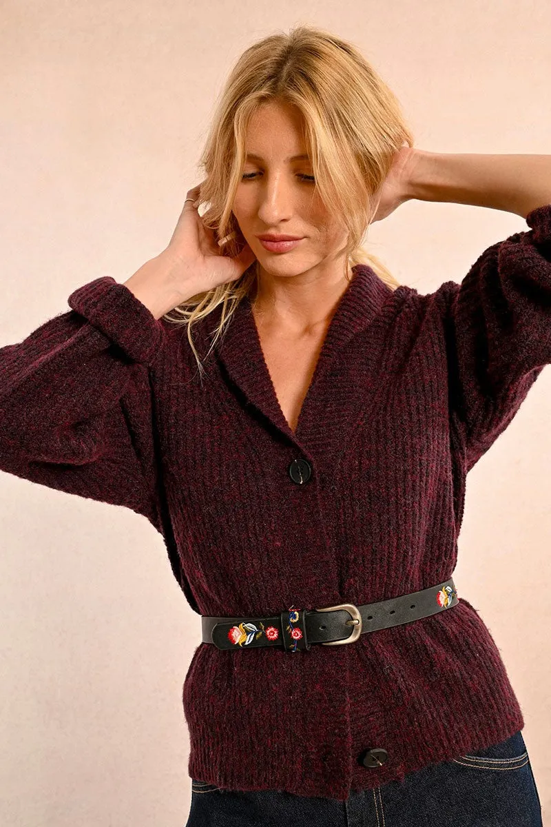EMBROIDERED FAUX LEATHER BELT