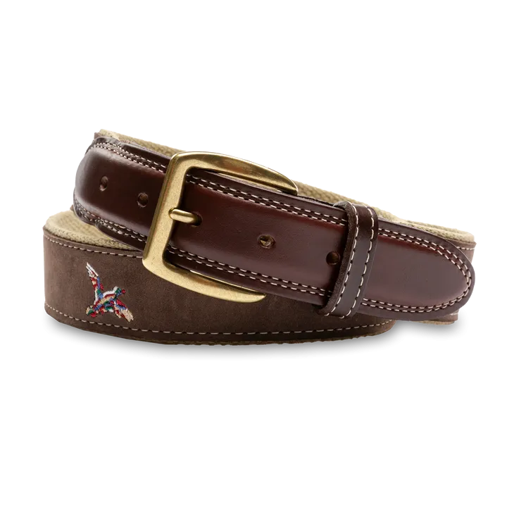 Embroidered Leather Belt | Duck Head