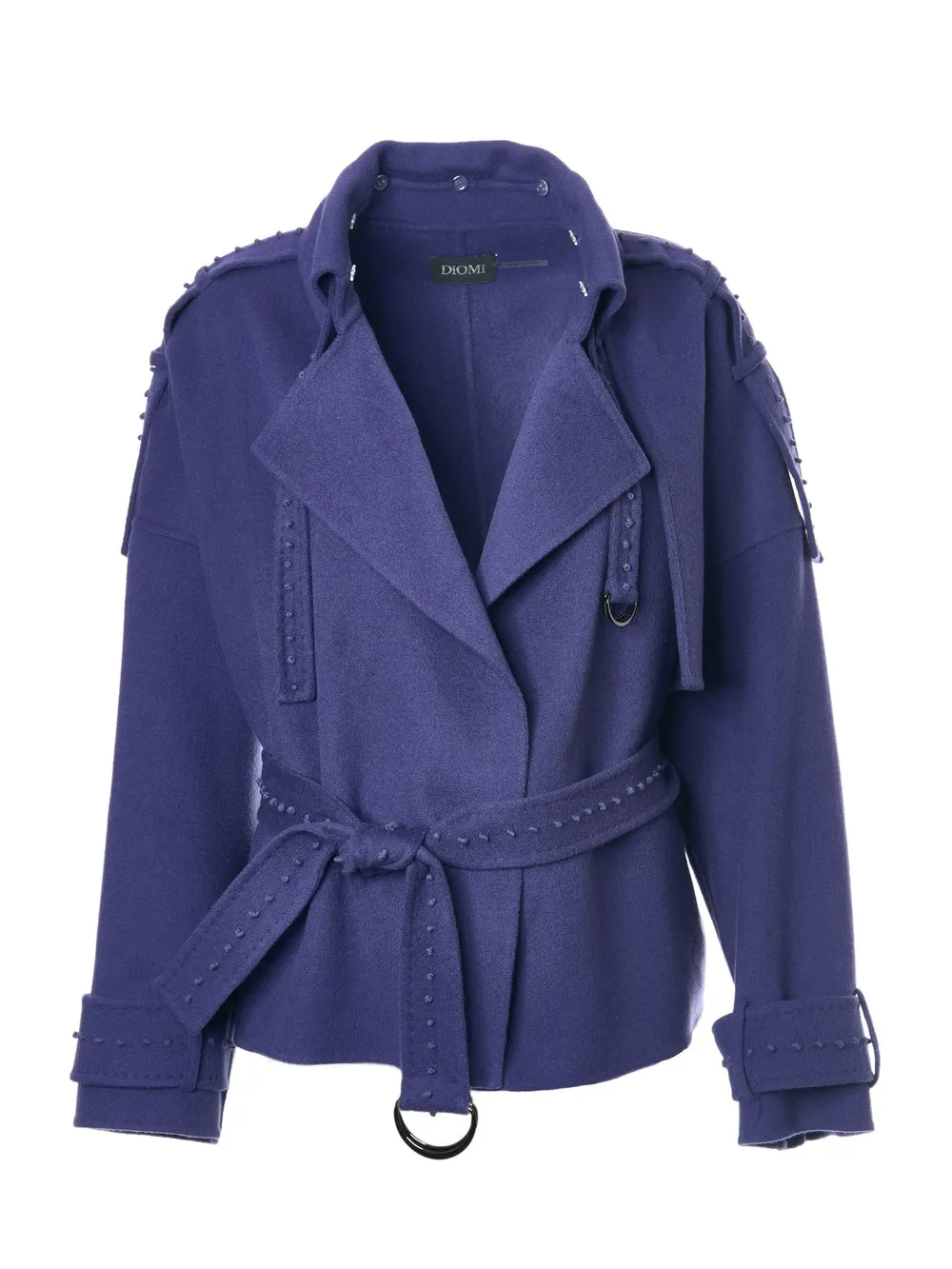 Embroidered Short Trench in Spect Blue