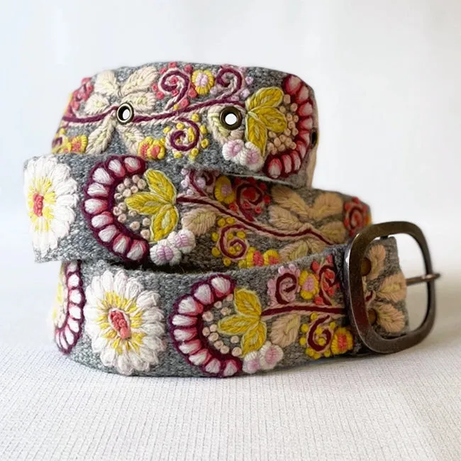 Embroidered Wool Belt