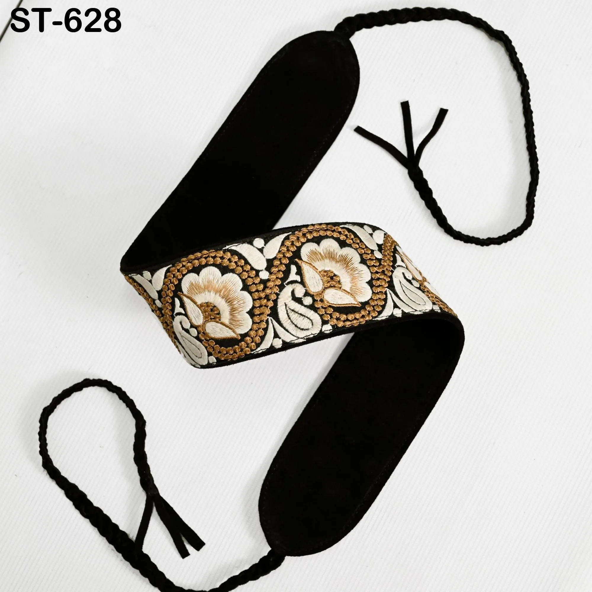 Embroidery Suede Leather Belt for Women Bohemian, Reversible Adjustable Ethnic Belt for Summer Wedding Dresses Unique Gift for Friend