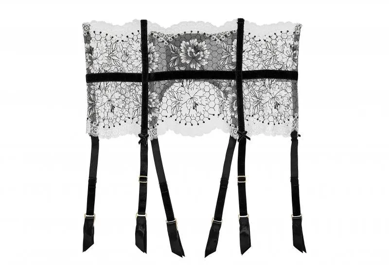 Evelina Suspender - Black/White -