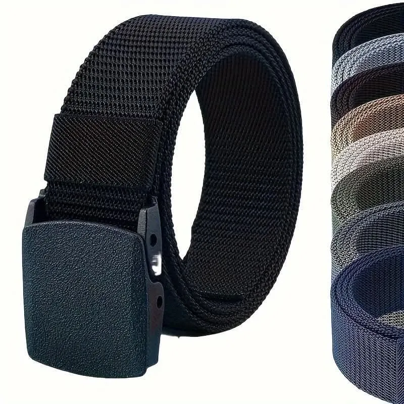 Extra Long Men's Canvas Belt – Casual Style with Oval Buckle