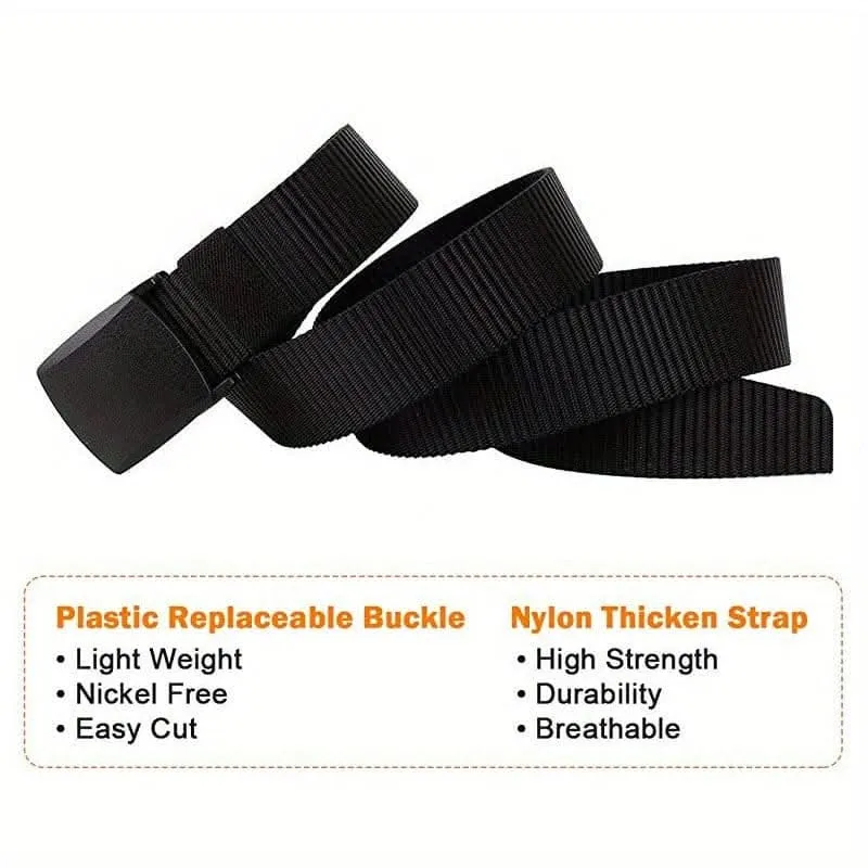 Extra Long Men's Canvas Belt – Casual Style with Oval Buckle