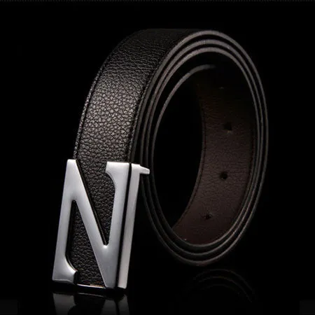 Fashion cinturones hombre brand belts for men ceinture high quality faux leather Metal buckle leather belt men