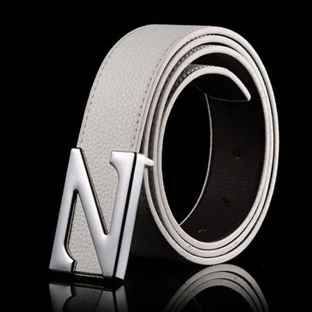 Fashion cinturones hombre brand belts for men ceinture high quality faux leather Metal buckle leather belt men