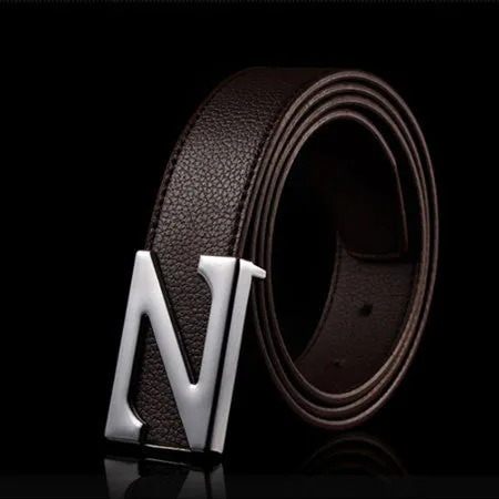 Fashion cinturones hombre brand belts for men ceinture high quality faux leather Metal buckle leather belt men