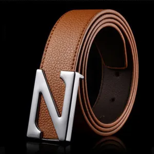 Fashion cinturones hombre brand belts for men ceinture high quality faux leather Metal buckle leather belt men