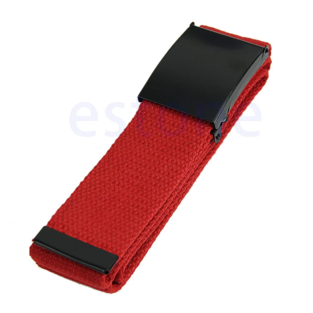 Fashion Unisex Plain Webbing Mens Boys Waist Belt Waistband Casual Canvas Belt