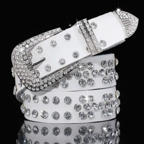 Fashion Women Ladies Rhinestone Belt Faux Leather Cowgirl Style Bling Crystal Wide Waistband Classic 200-281