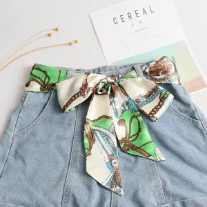 Fashion Women's Ribbon Belt With Skirt Chiffon Thin Narrow Long Small Scarf