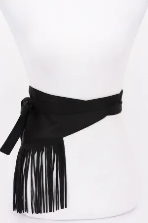 Faux Suede Fringe Belt