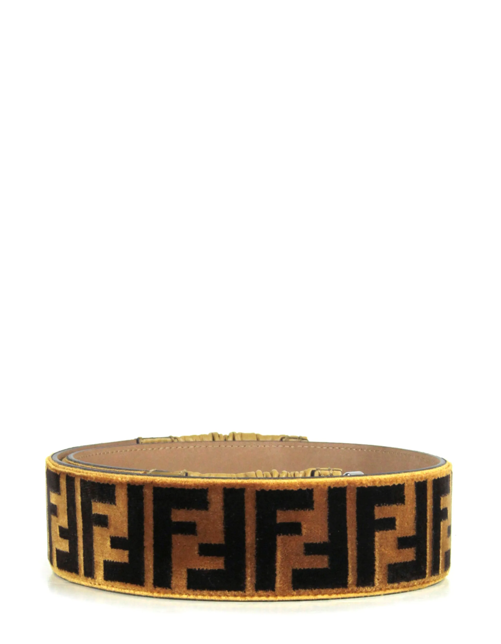 Fendi Velvet Tobacco FF Logo Belt sz 85/34"