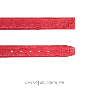 Ferrecci Mens 100% Genuine Leather Red Belt w/Ostrich Top - One size Fits All