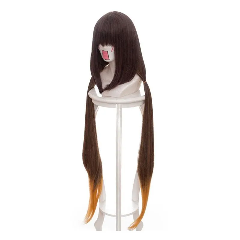 FGO Fate/Grand Order Osakabehime 100cm Long Straight Mixed Brown Gradient Yellow Cosplay Wigs