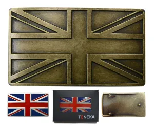 FL-UK Men's Steampunk Union Jack Bristish Flag Plaque Buckle Fits 1.5" Belt