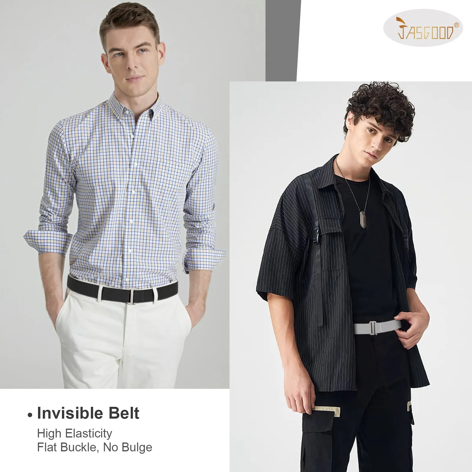 Flat Buckle Invisible Elastic Stretch Belt for Men Great Gift for Father