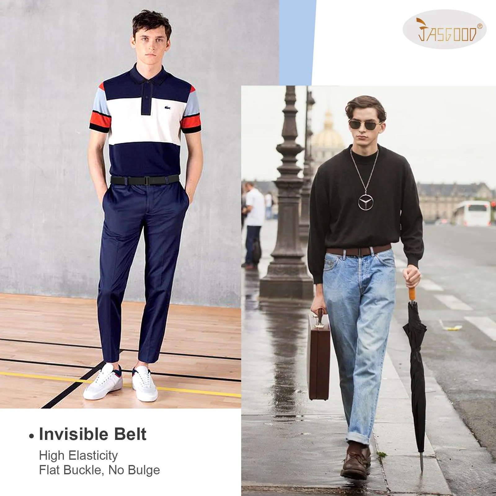 Flat Buckle Invisible Elastic Stretch Belt for Men Great Gift for Father