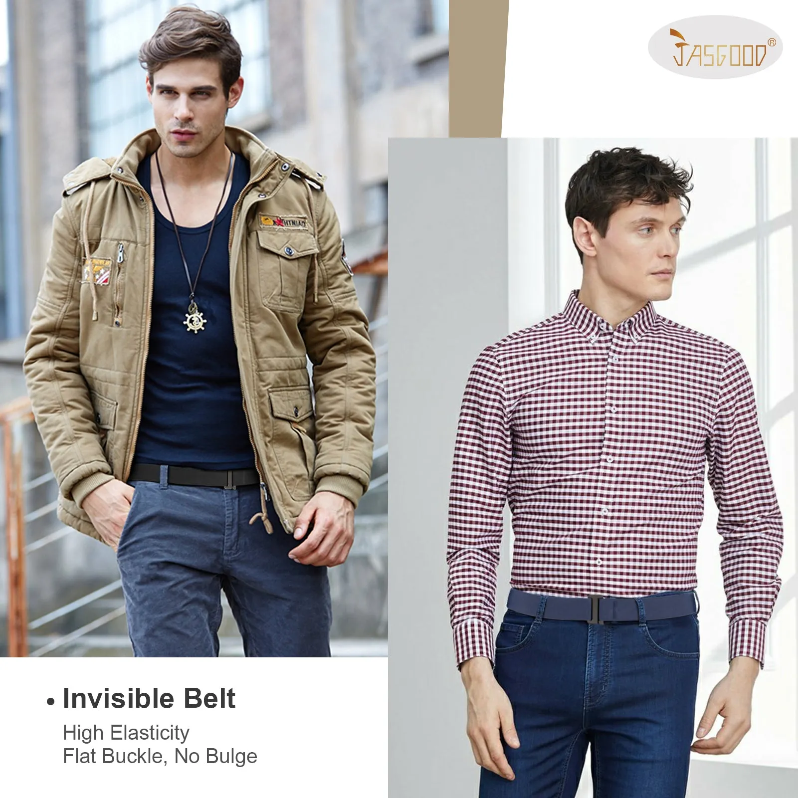 Flat Buckle Invisible Elastic Stretch Belt for Men Great Gift for Father