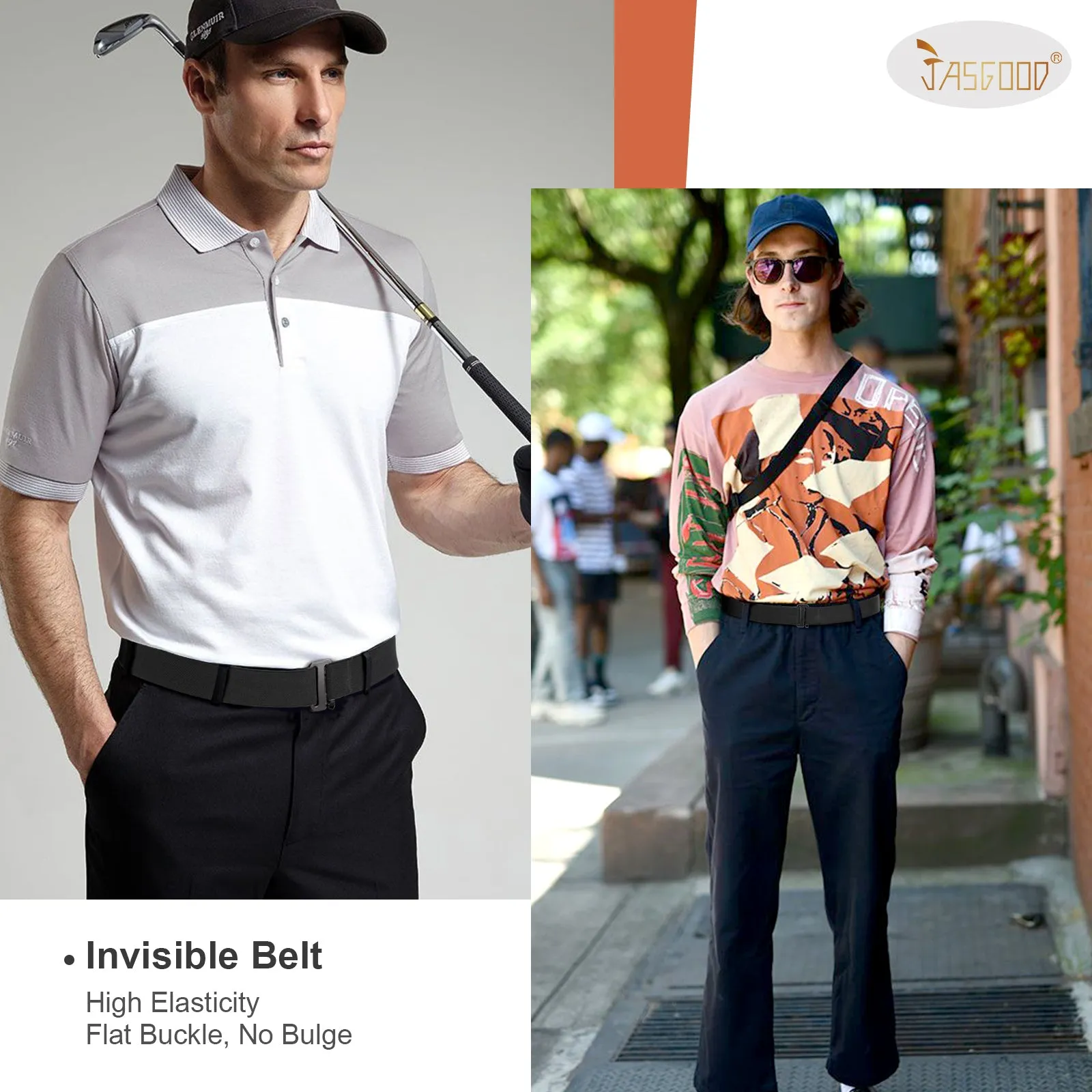 Flat Buckle Invisible Elastic Stretch Belt for Men Great Gift for Father